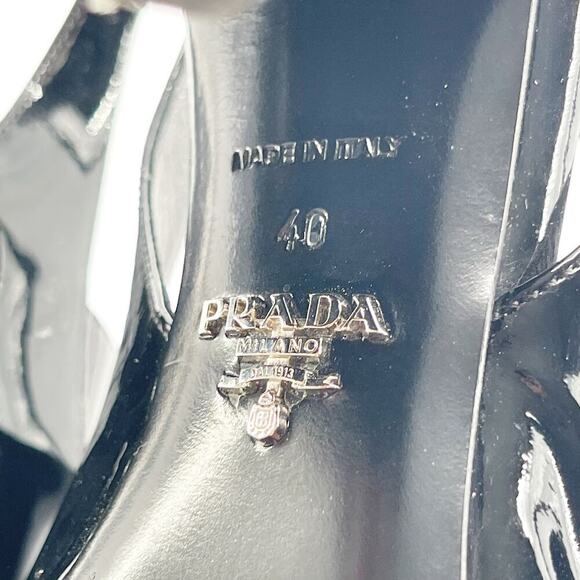 Prada Black Patent Leather Pointed Toe Mary Jane Strap Slingback Heel IT 40 - Picture 13 of 13